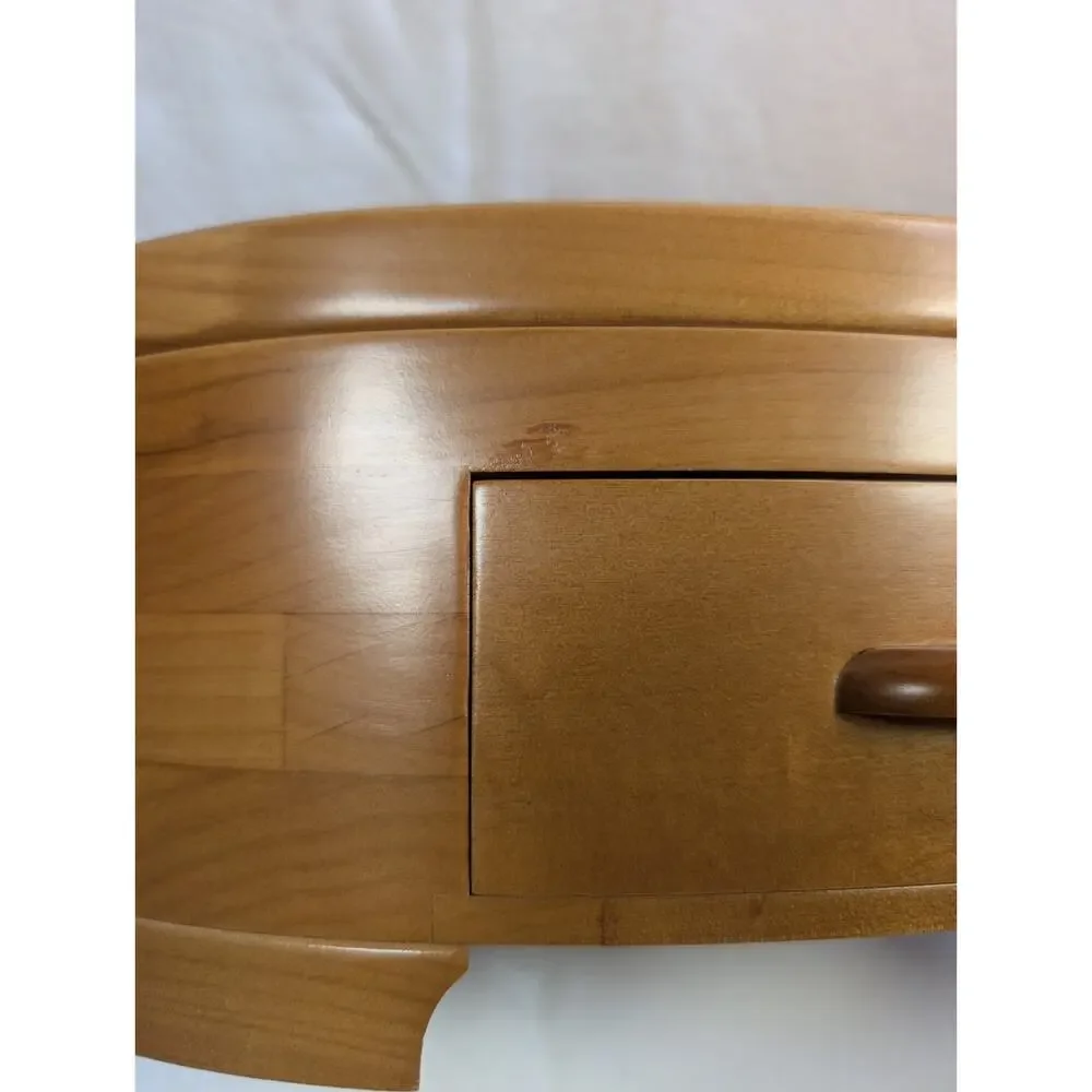 Levenger Oval Wooden 4 Pen & 2 Ink Holder Desktop Stand Box